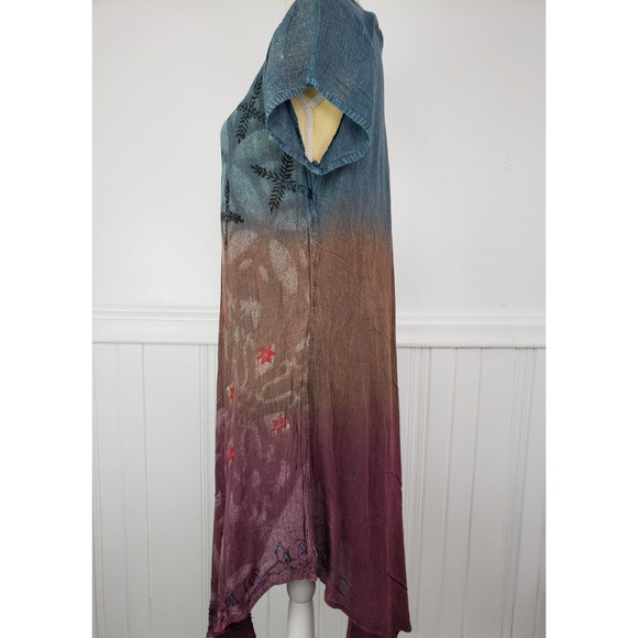 Just Cruising Dress Tent One Size Short Sleeve Tunic Earth Tones Brown Boho - Picture 3 of 8